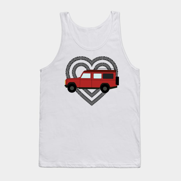 Double TireTrack Heart 4x4 off-road red vehicle all-terrain Tank Top by Oddoty